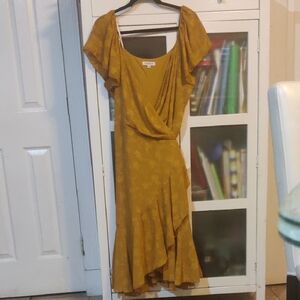 Forever 21 Yellow Flutter Sleeve High Low Dress